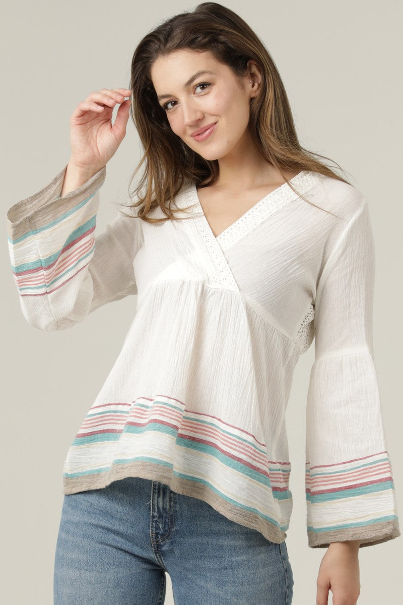 Lace Back Flare Sleeve Top