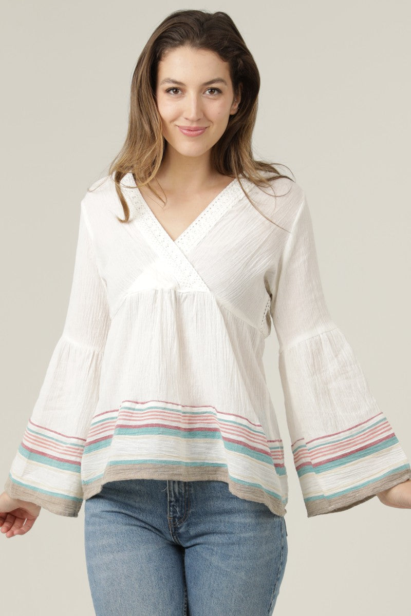 Lace Back Flare Sleeve Top