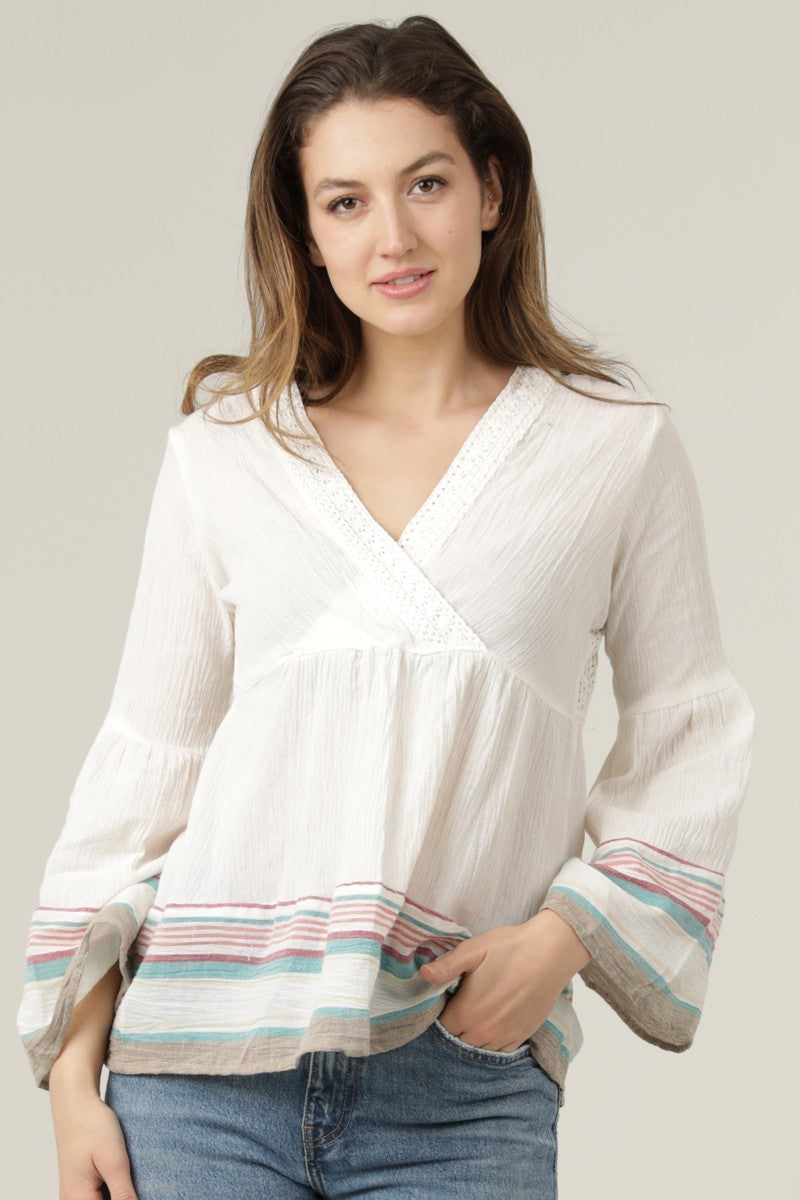 Lace Back Flare Sleeve Top