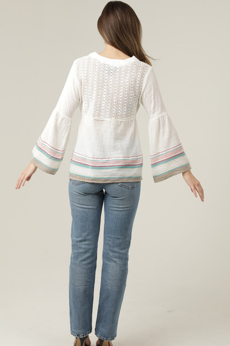 Lace Back Flare Sleeve Top