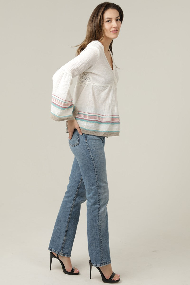 Lace Back Flare Sleeve Top