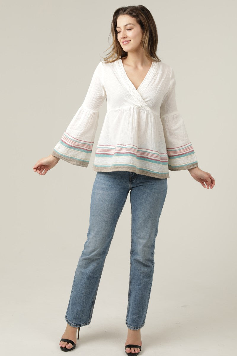Lace Back Flare Sleeve Top
