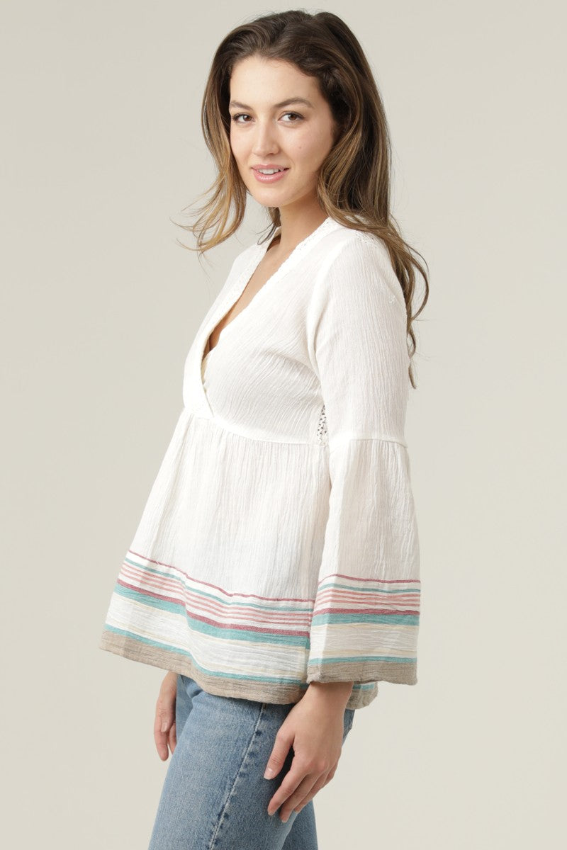 Lace Back Flare Sleeve Top