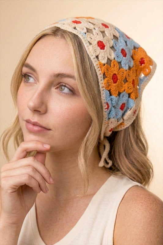 Crochet Flower Bandana