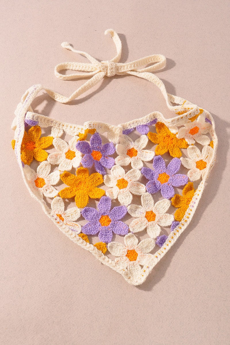 Crochet Flower Bandana