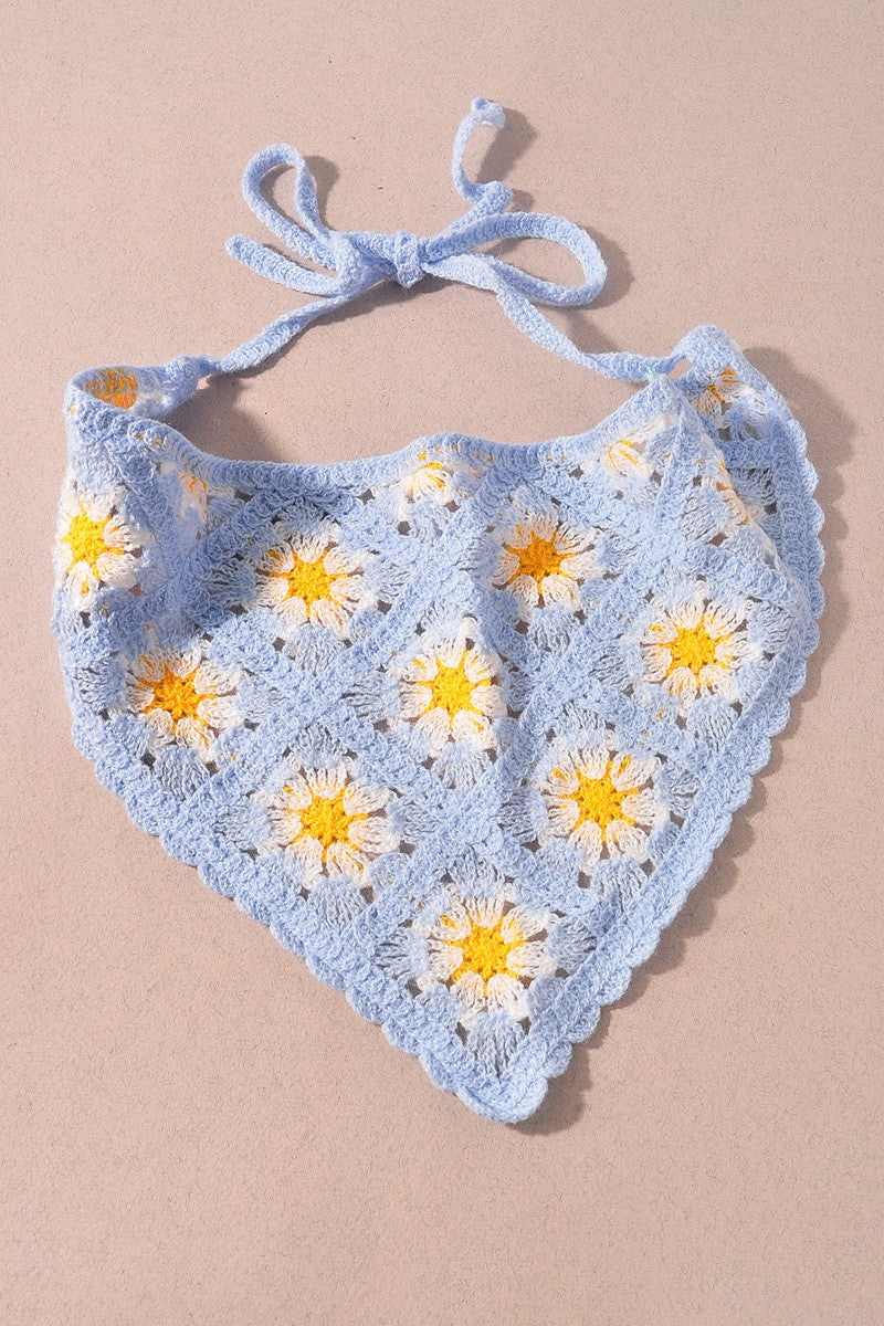 Daisy Knit Crochet Bandana