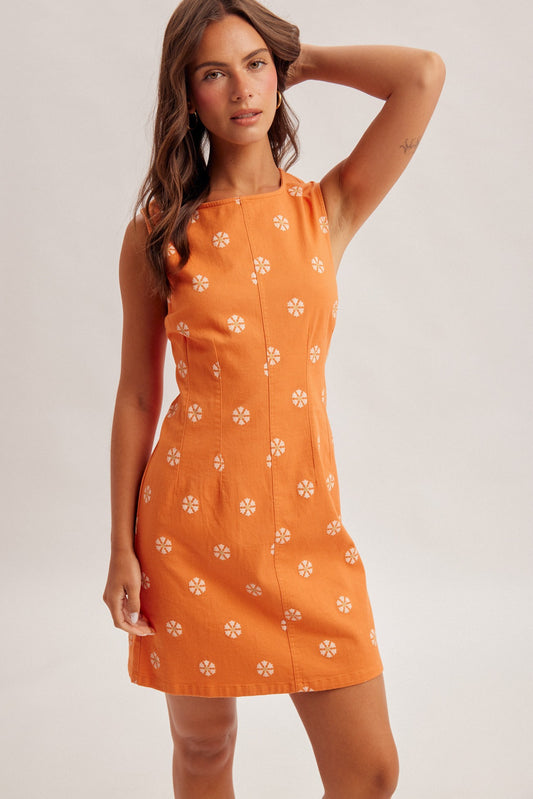 Floral Print Stretchy Twill Mini Dress