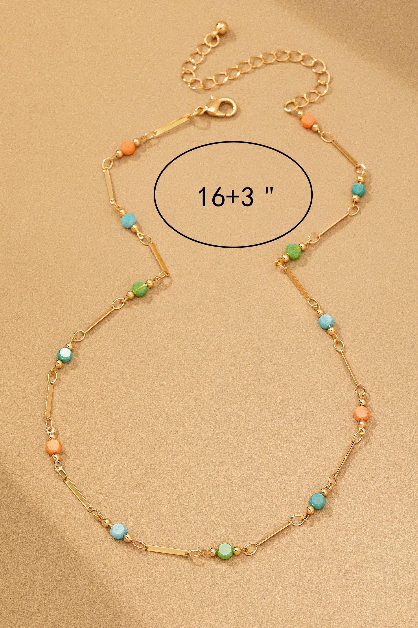 Delicate Gold Chain Necklace w/ Glass Beads
