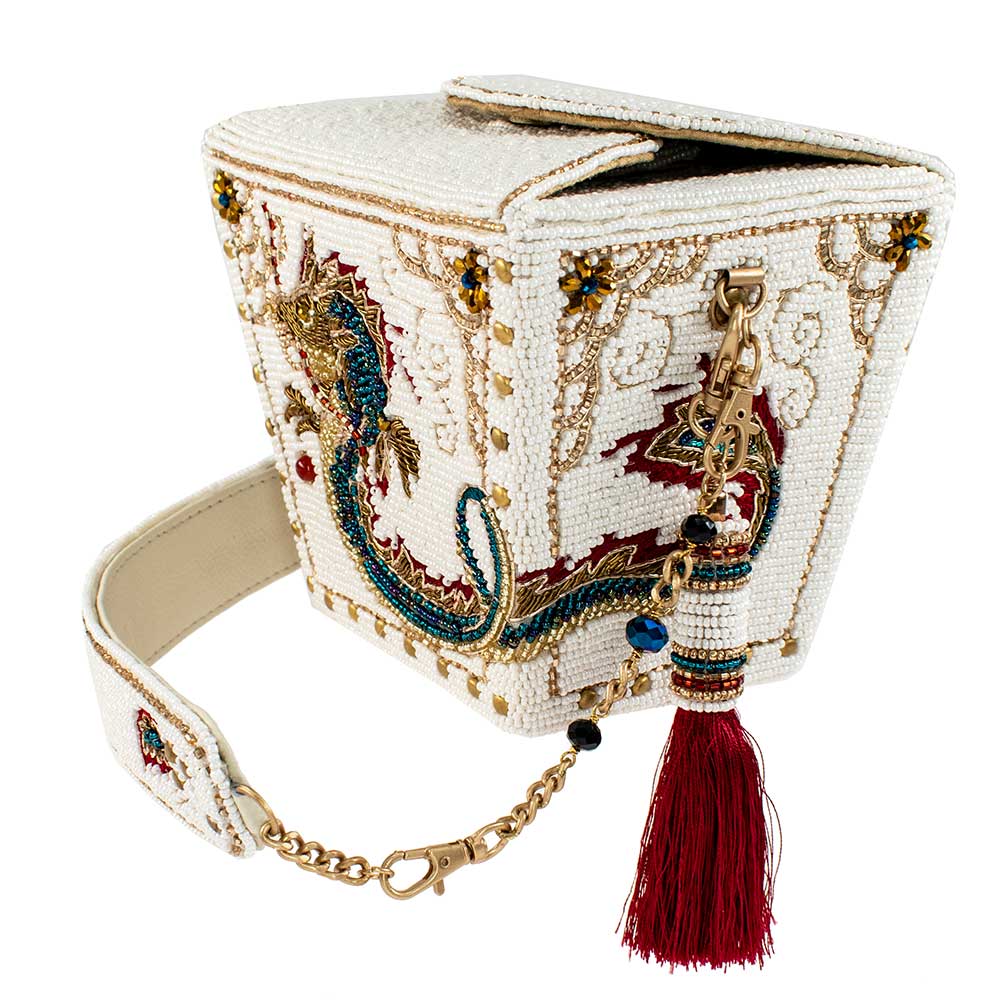 Noble Dragon Beaded Take-Out Container Top Handle Handbag