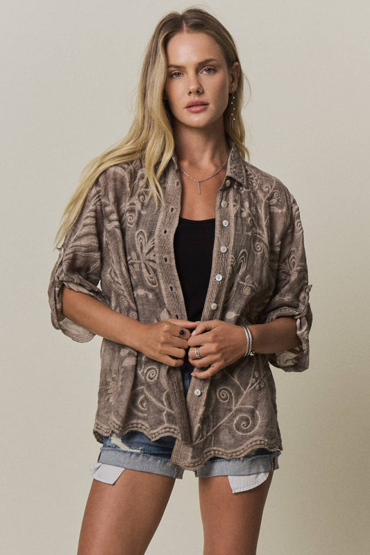 Embroidered Button Down