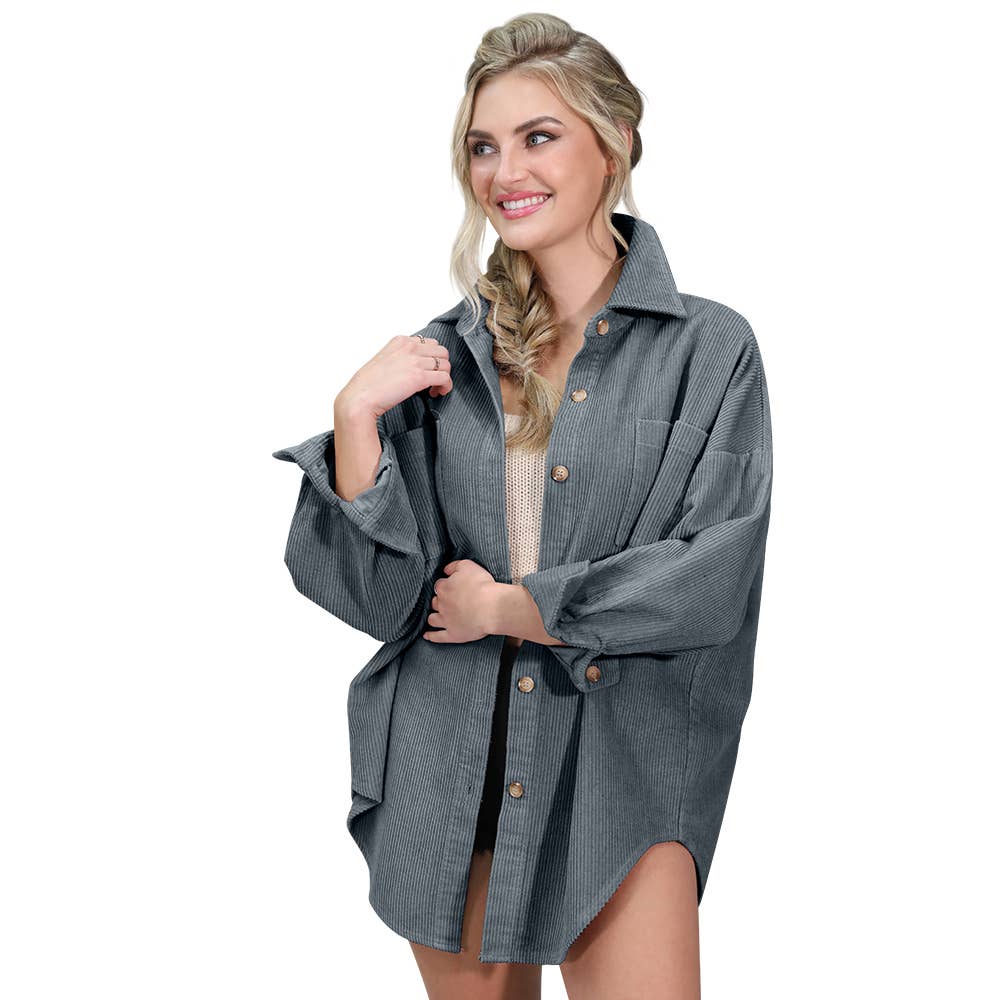 Grey Corduroy Shacket