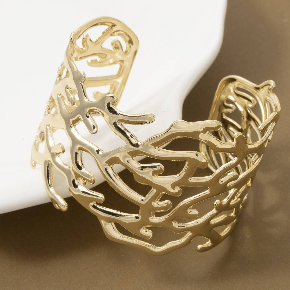 Gold Coral Cuff Bracelet