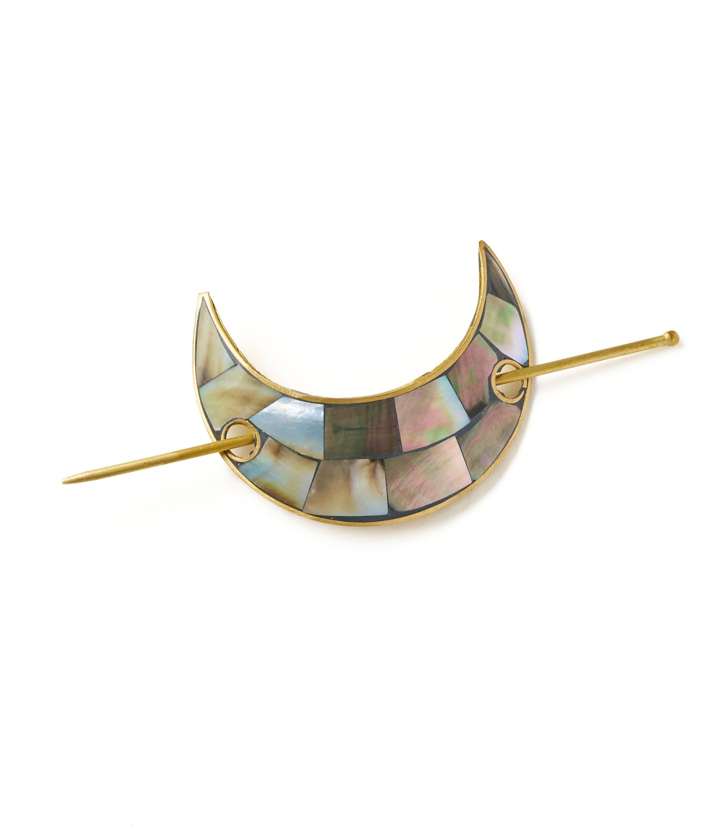 Mother of Pearl Crescent Moon Hair Pin w/ Stick