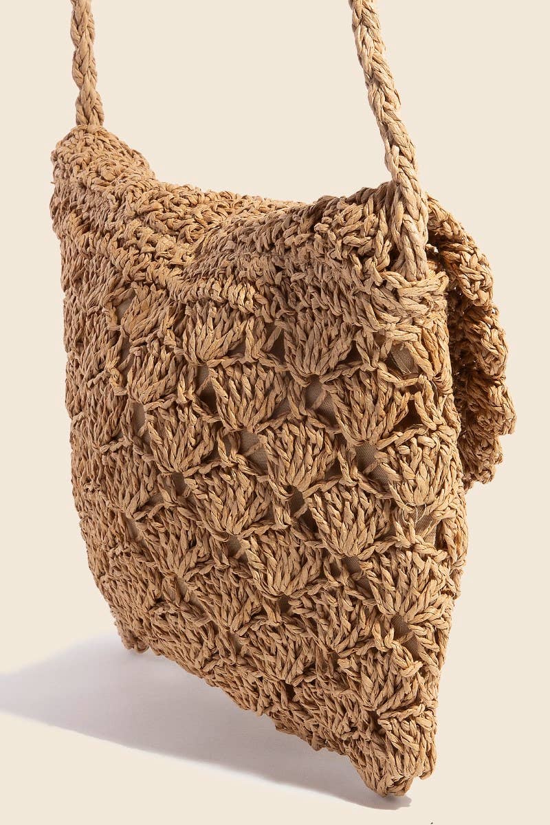 Straw Braided Envelope Hand Bag