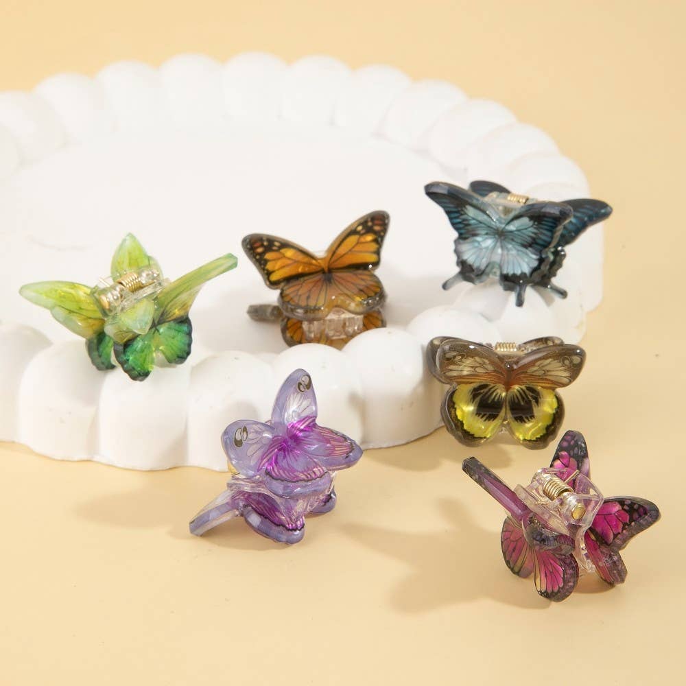 Twelve Piece Butterfly Mini Hair Clips