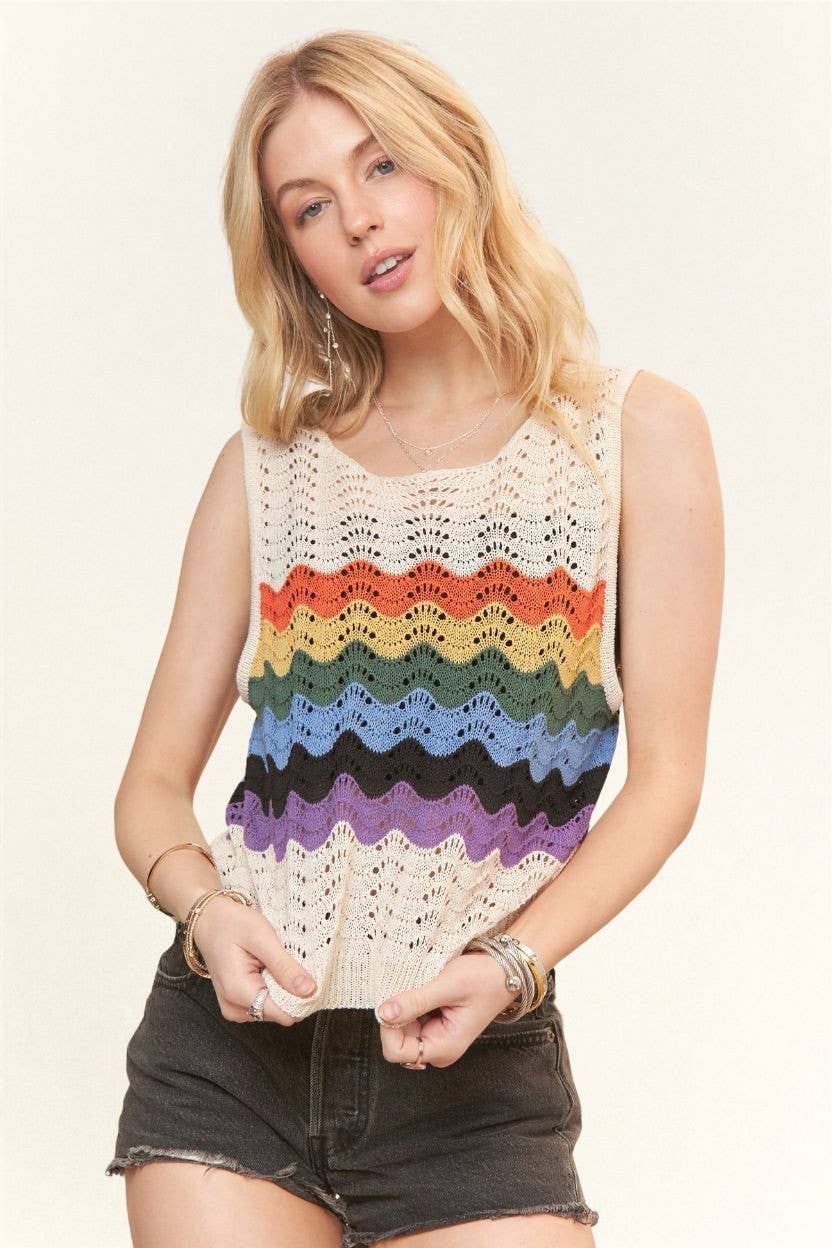 Rainbow Crochet Tank Top