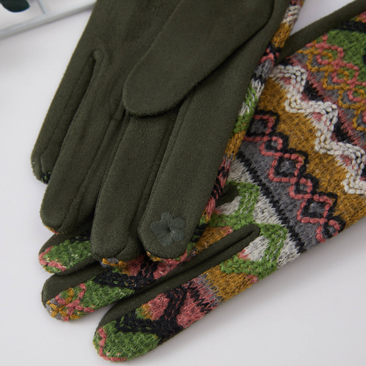 Bohemian Geometric Pattern Cozy Winter Gloves