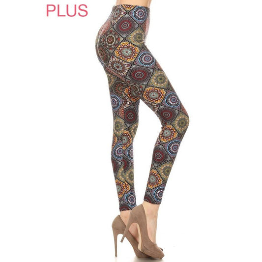 Plus Size Mosaic Print Leggings