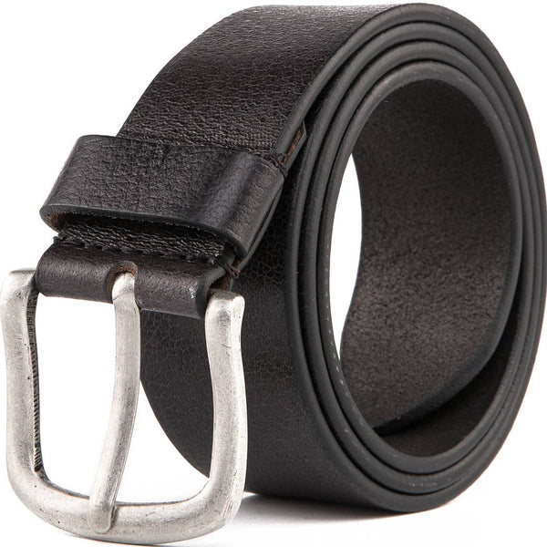 Black Silver Leather Belt