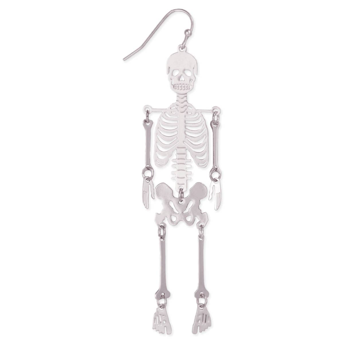 Dancing Silver Skeleton Earrings