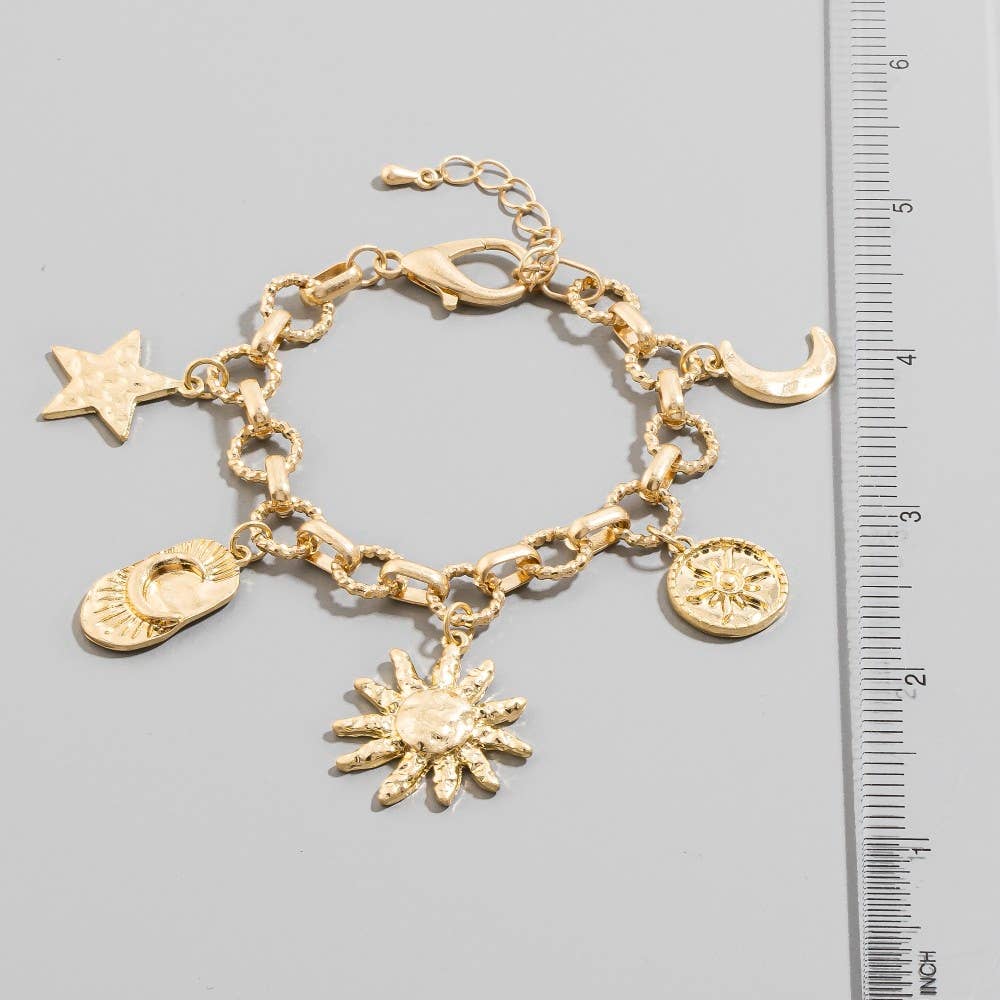 Moon Star Sun Charms Chain Bracelet