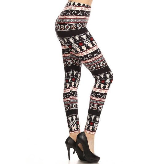 Three Tone Winter Print Leggings