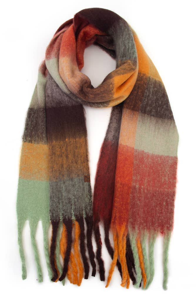 C.C Color Block Plaid Checkered Scarf