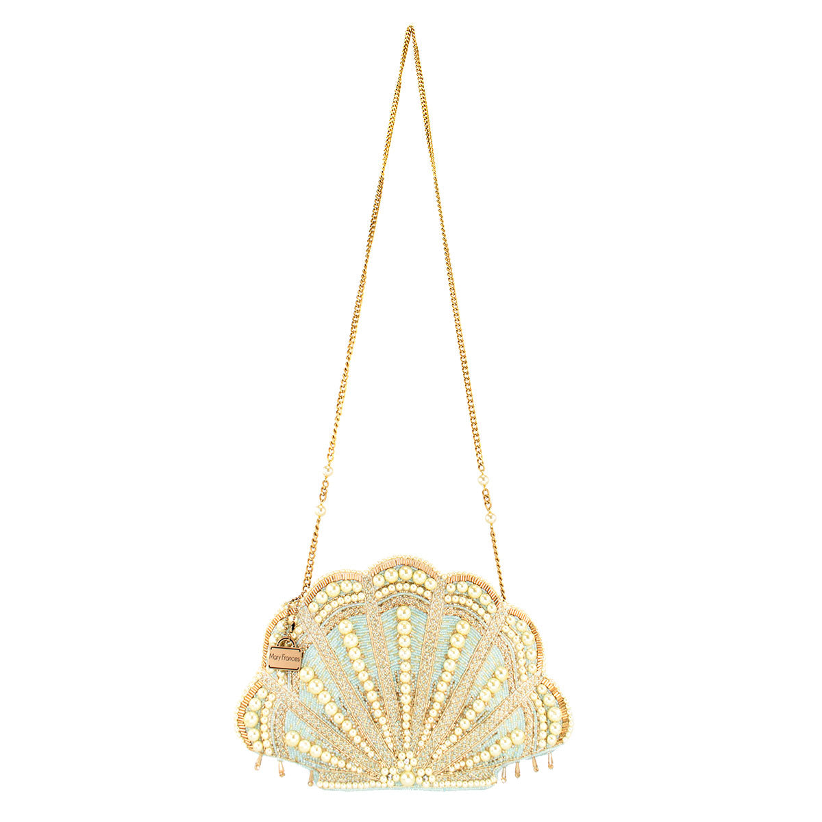 Seaside Luxury Pearl and Beaded Shell Crossbody Handbag