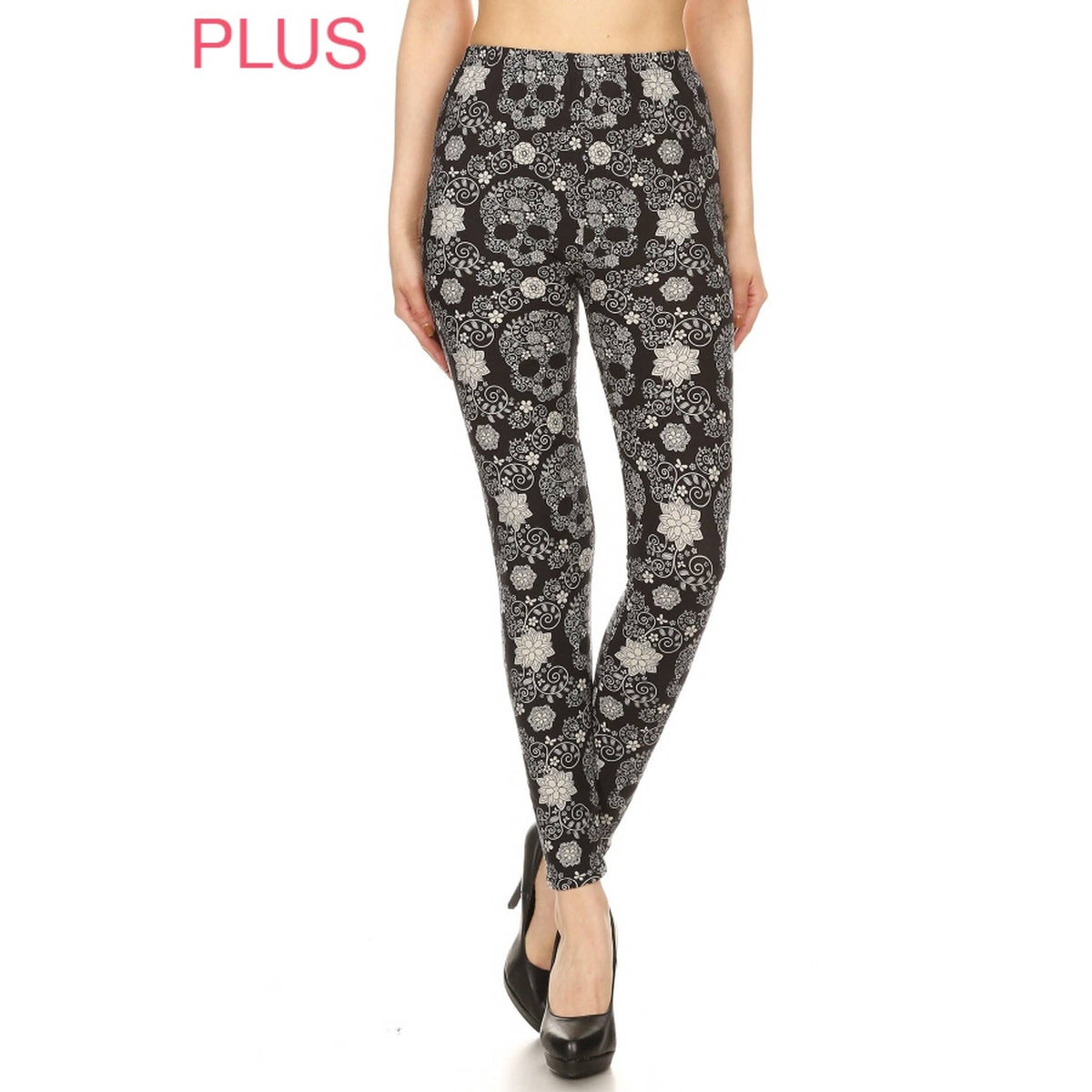 Plus Size Floral Sugar Skull Leggings