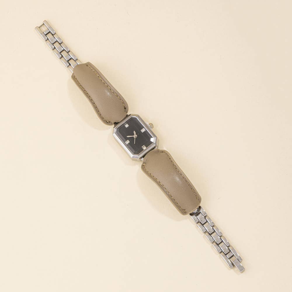 Vintage Octagon Leather Link Bracelet Watch