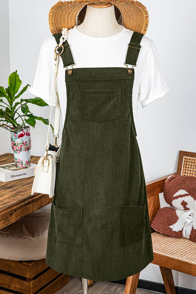 Olive Corduroy Overall Dress