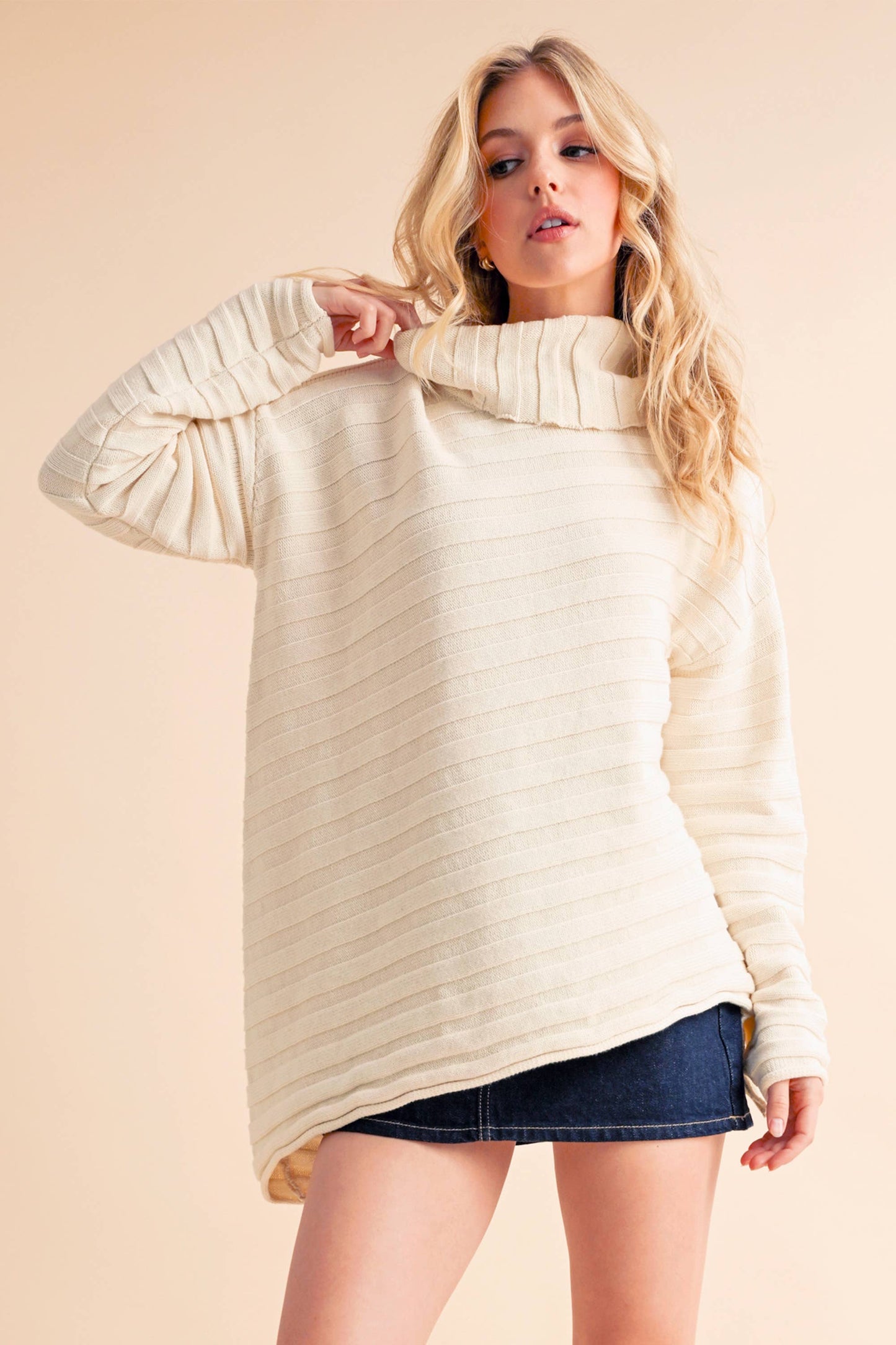 Asymmetrical Turtleneck Sweater