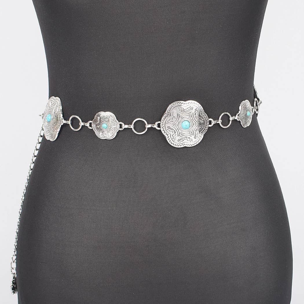 Silver Metal Turquoise Belt