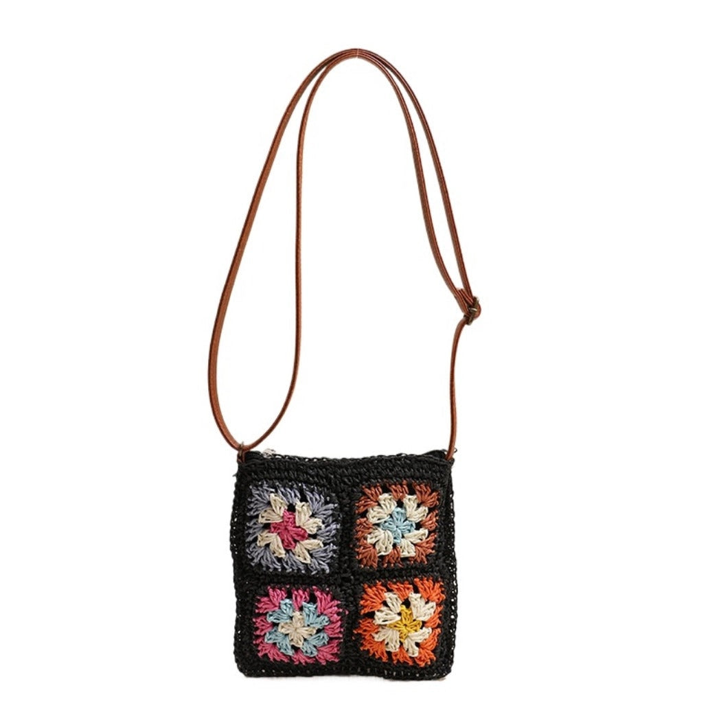 Vintage Square Crochet Crossbody Bag