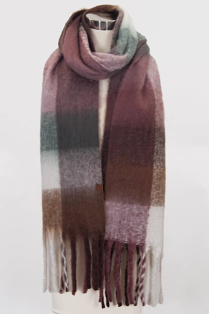 C.C Color Block Plaid Checkered Scarf