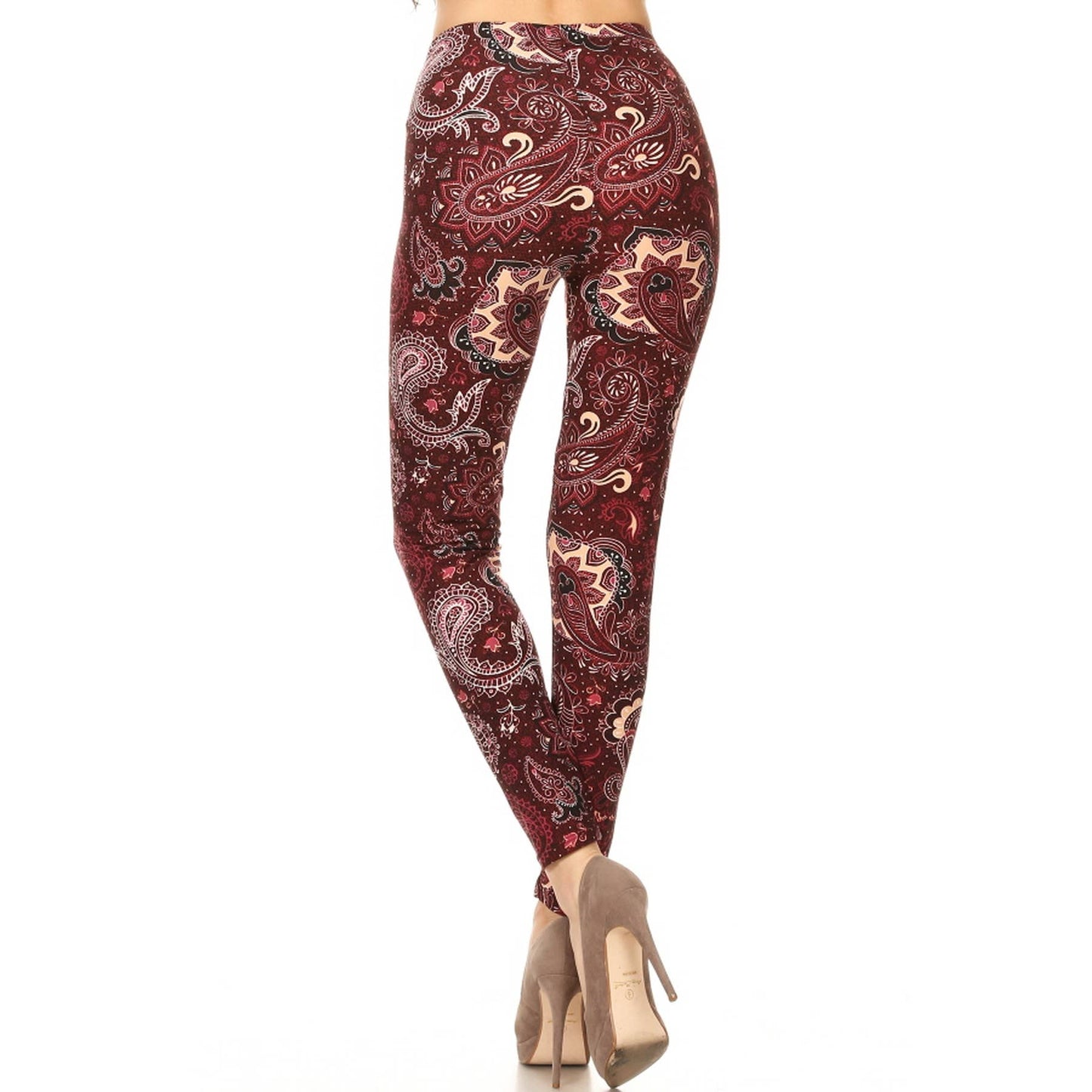 Red Paisley Waist Print Leggings