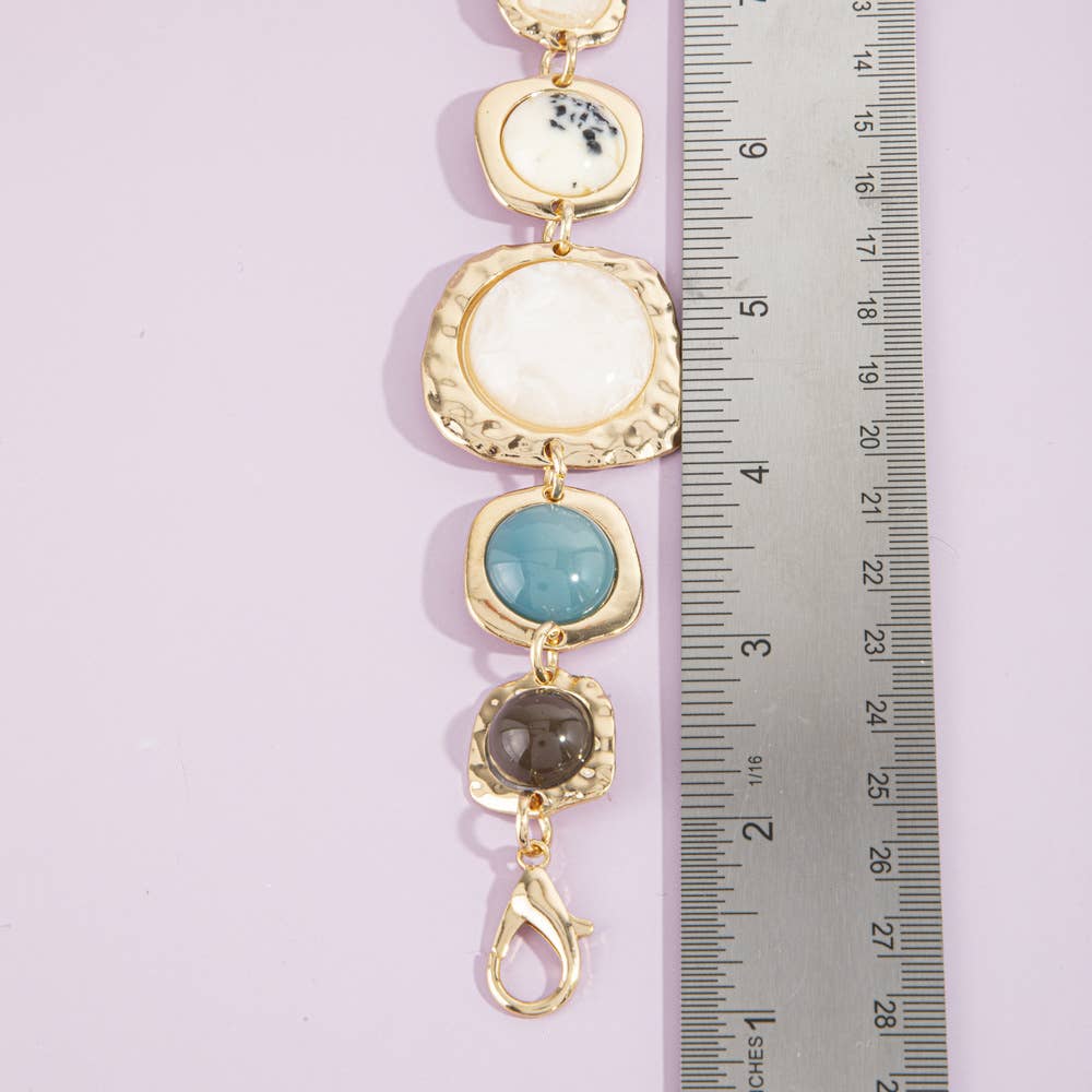 Oval Cabochon Hammered Chain Belt