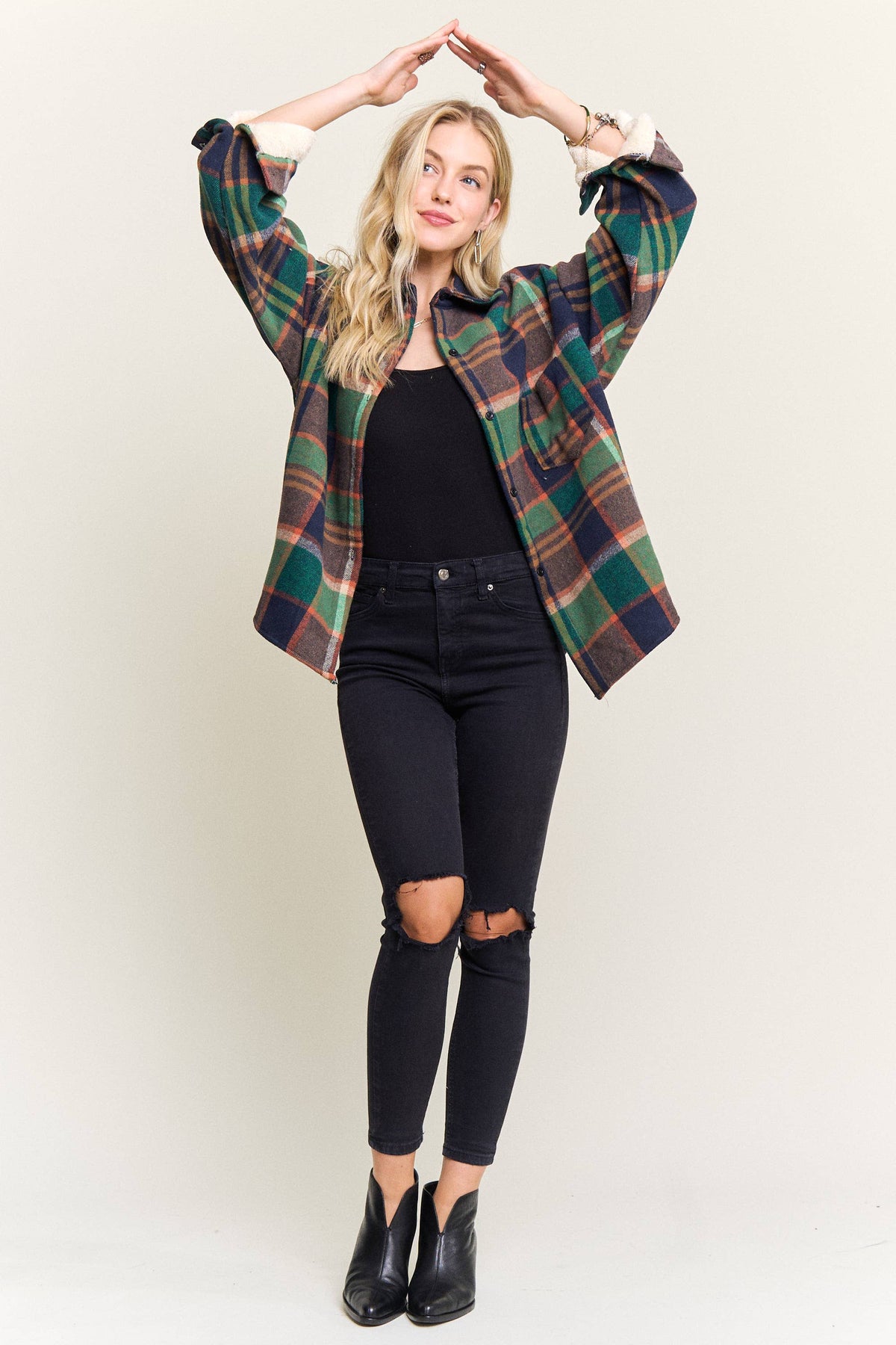 Olive Navy Sherpa Jacket
