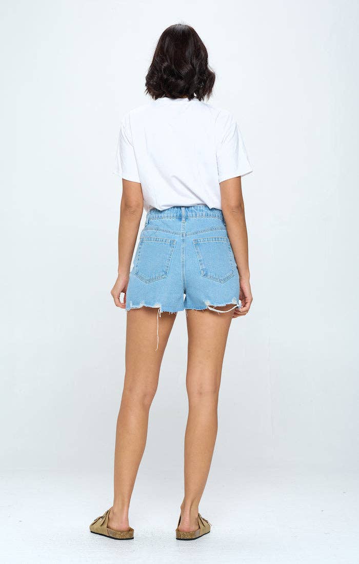 Stretchy High Rise Frayed Shorts
