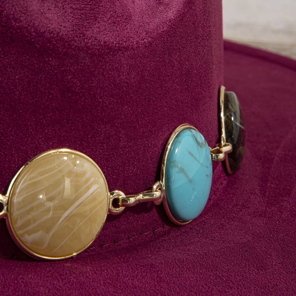 Semi Precious Stone Chain Band Fedora