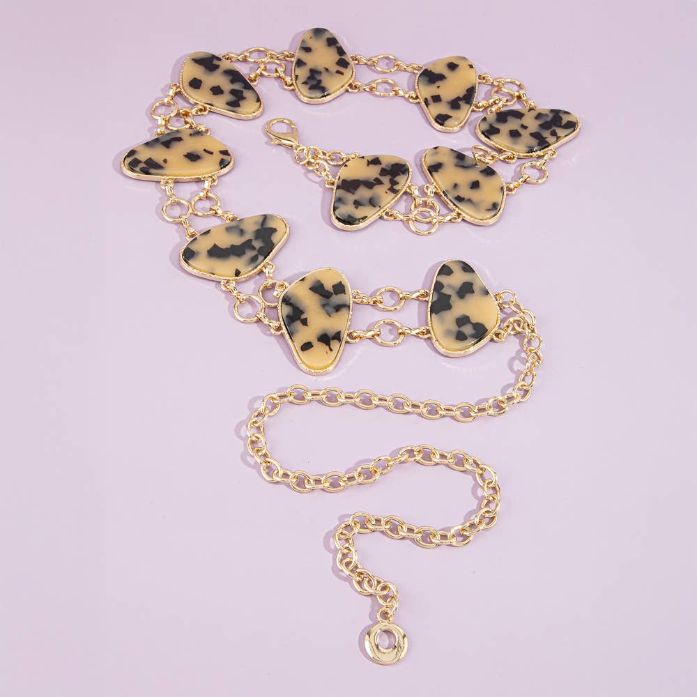 Marbled Tortoise Stone Chain Belt