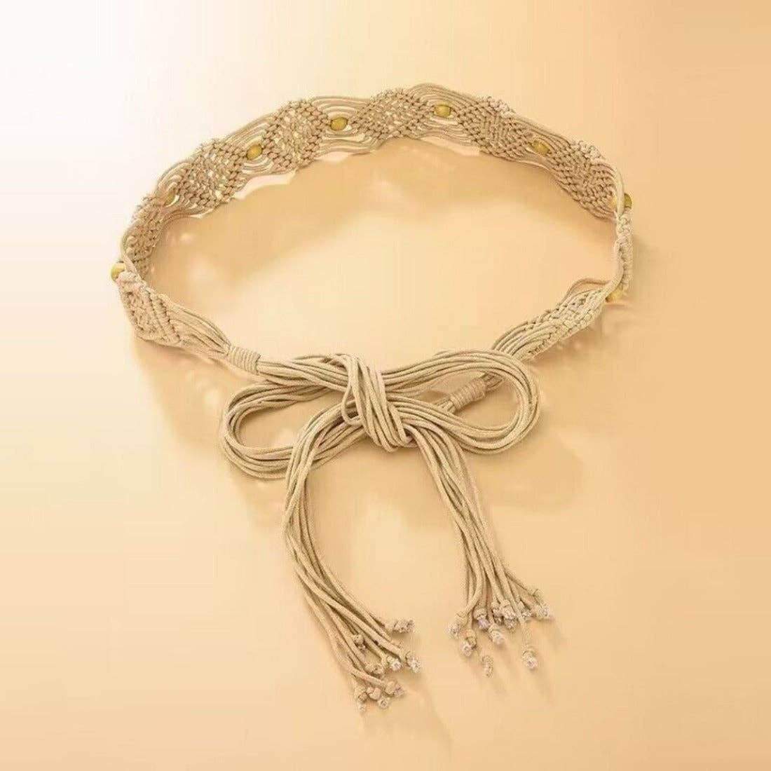 Hollow Knitted Tassel Belt
