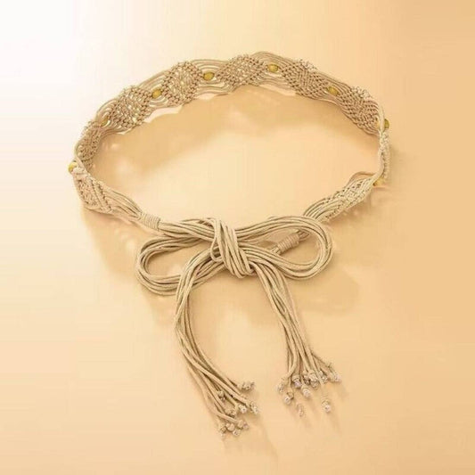 Hollow Knitted Tassel Belt