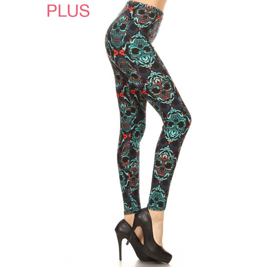 Extra Plus Damask Skull Leggings