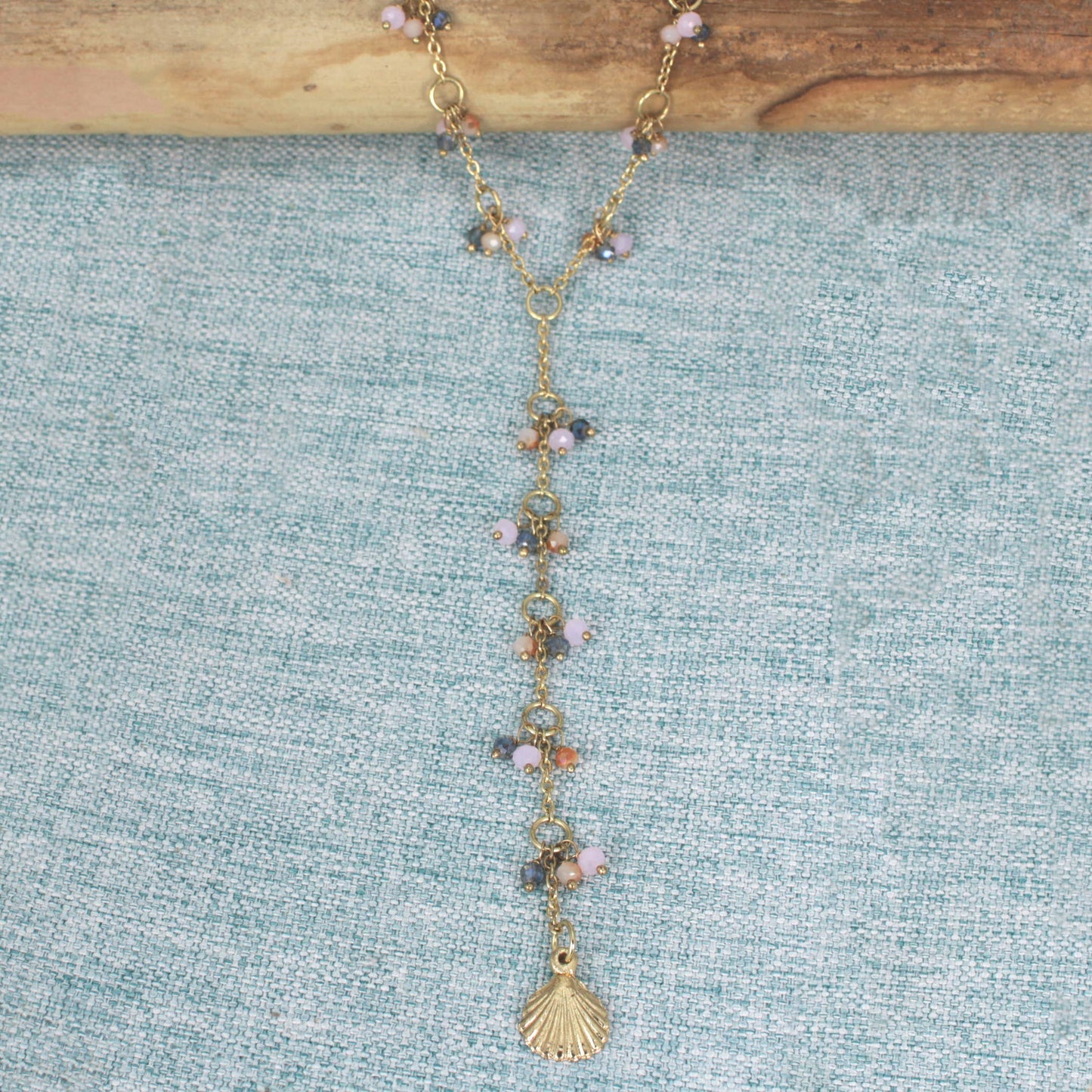 Ocean Drops Shell Beaded Y Necklace