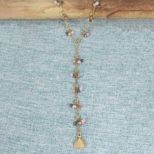 Ocean Drops Shell Beaded Y Necklace