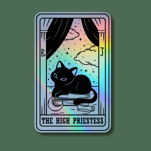 Holographic Sticker- The High Priestess Cat Tarot Card