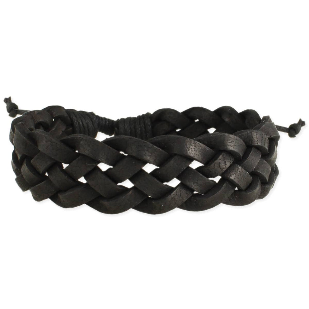 Braided Black Leather Men's Bracelet