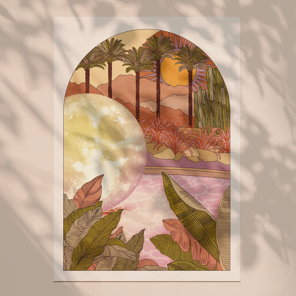 Summer Moon & Palm Tree Art Print