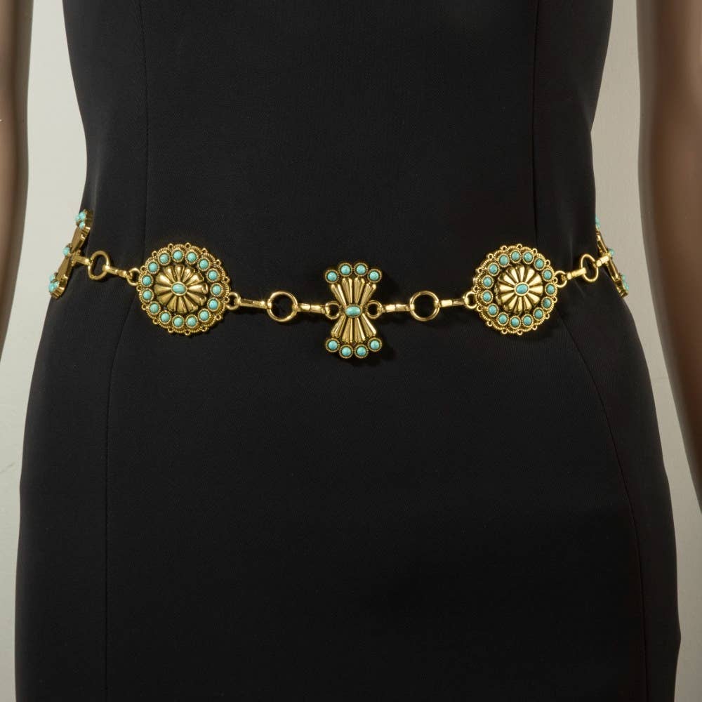 Stone Daisy Concho Chain Belt